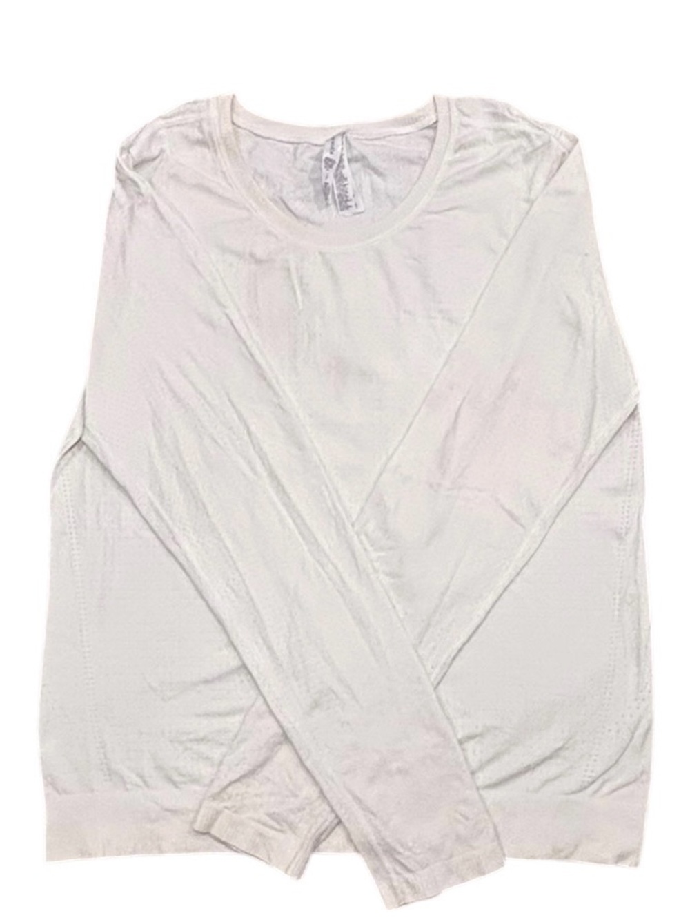 Athleta L White Perforated Long Sleeve Performance Workout Top